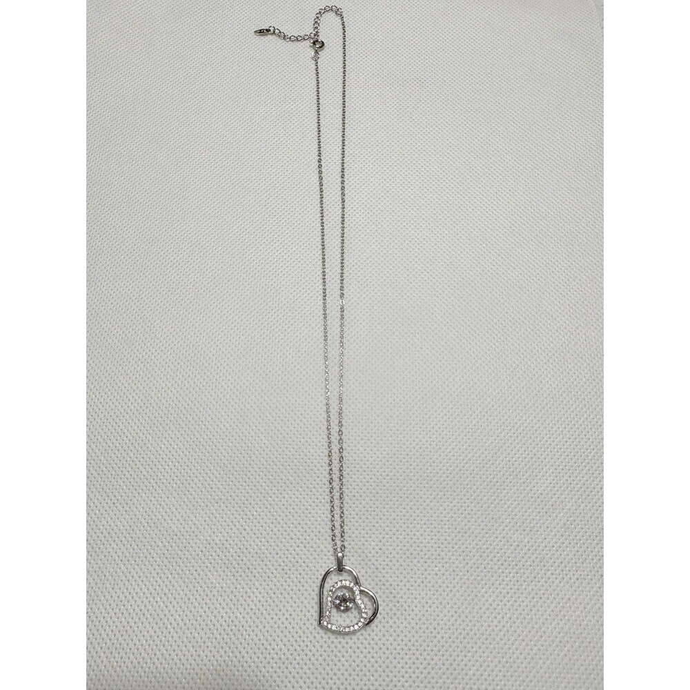 0.5ct VVS1 Moissanite In Motion double Heart Pendant W/ 18" Chain In 925 Silver - Picture 5 of 7